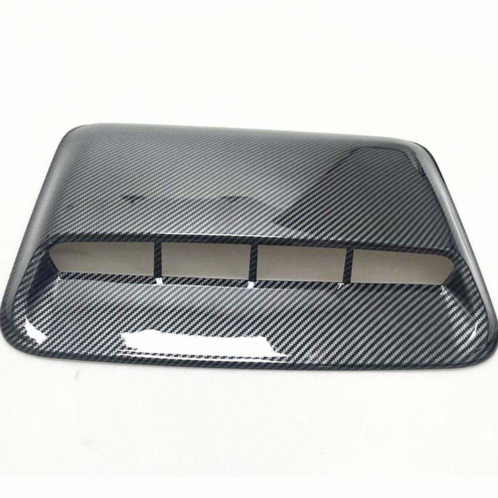 Car Air Flow Intake Hood Scoop Bonnet Vent Glossy Black Cover Fiber Look Decor