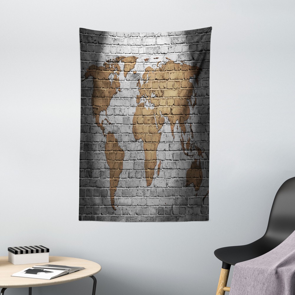 Vintage Tapestry Countries Continents Print Wall Hanging Decor