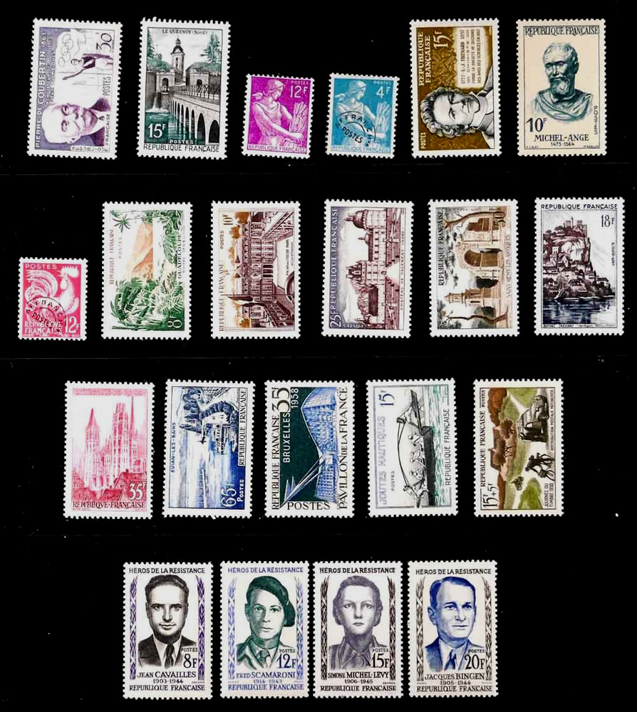 France: 1956 - 58 Stamps Unused W/ Sets
