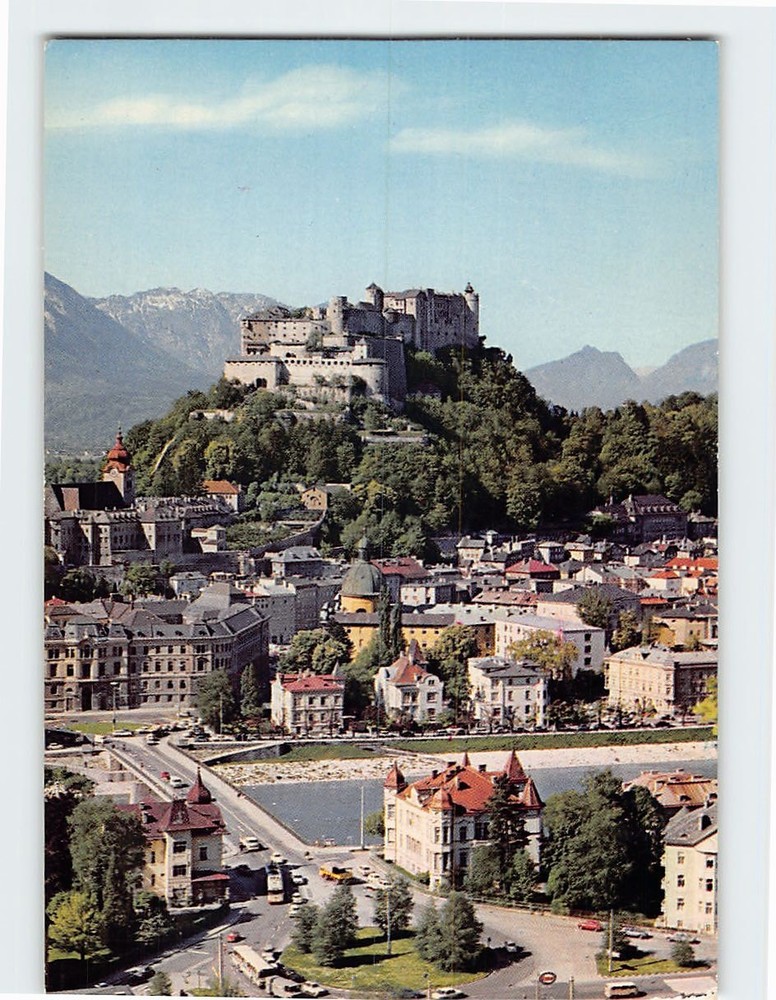 Postcard The fortress of Hohen Salzburg and Nonnberg convent Salzburg Austria