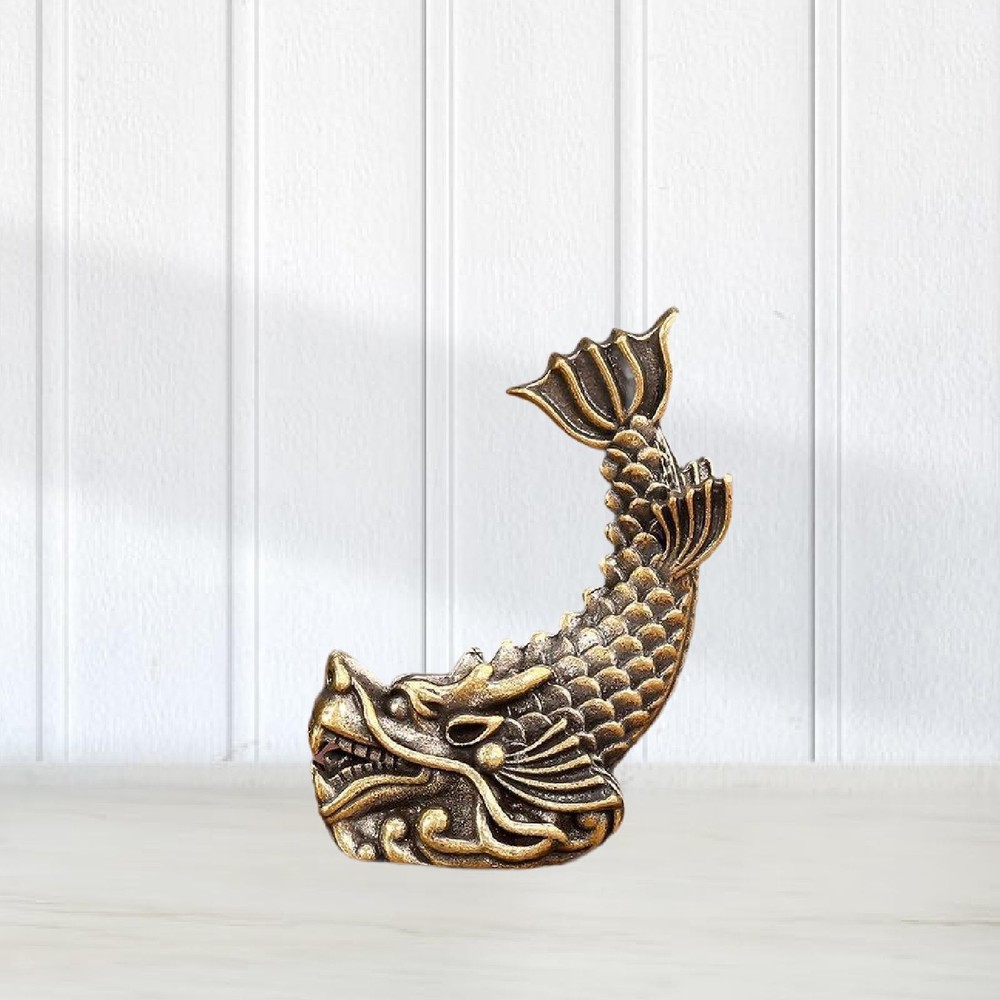 Chinese Feng Shui Decor Brass Statue Chi Wen Animal Sculpture Vintage Tabletop
