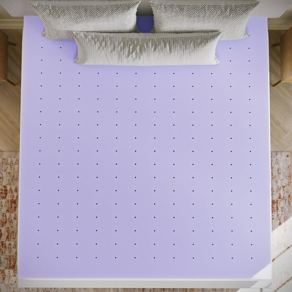 Capri Comfortable Sleep Memory-Foam Topper, Lavender Infused Mattress Topper, Ve