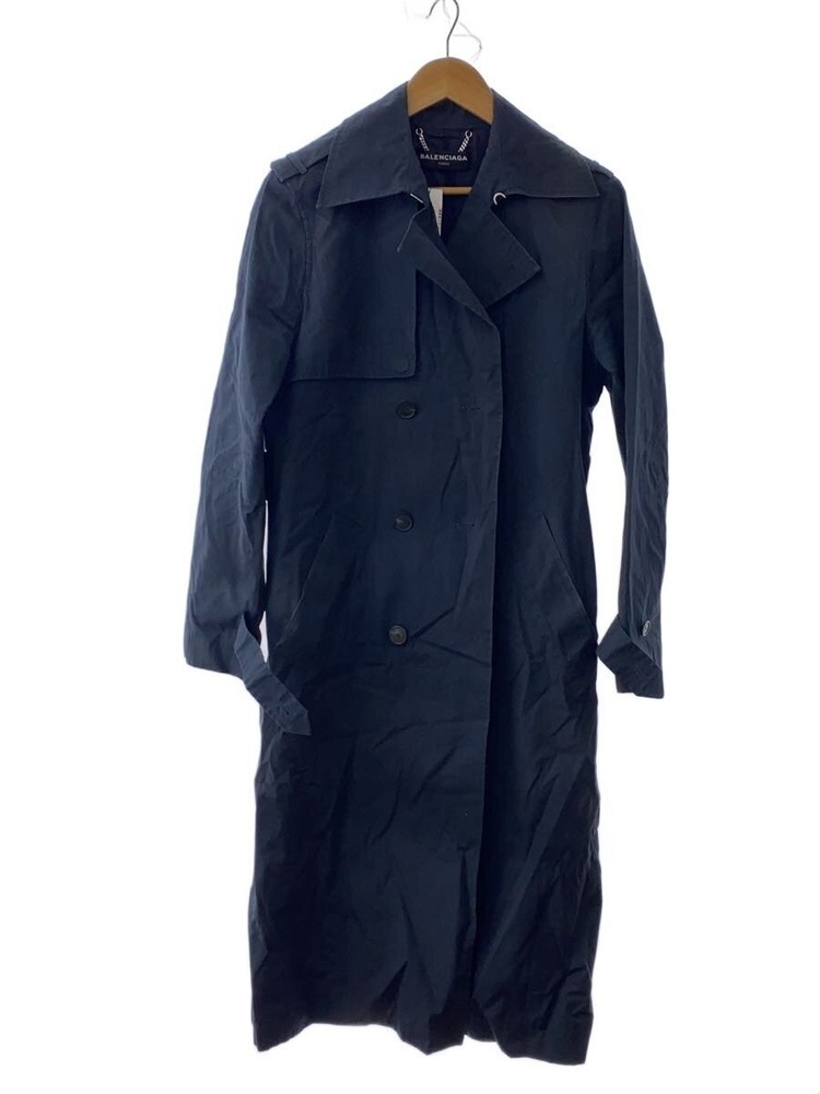 Balenciaga Trench Coat/48/Cotton/Nvy/Plain/460584 Ttb01 20501