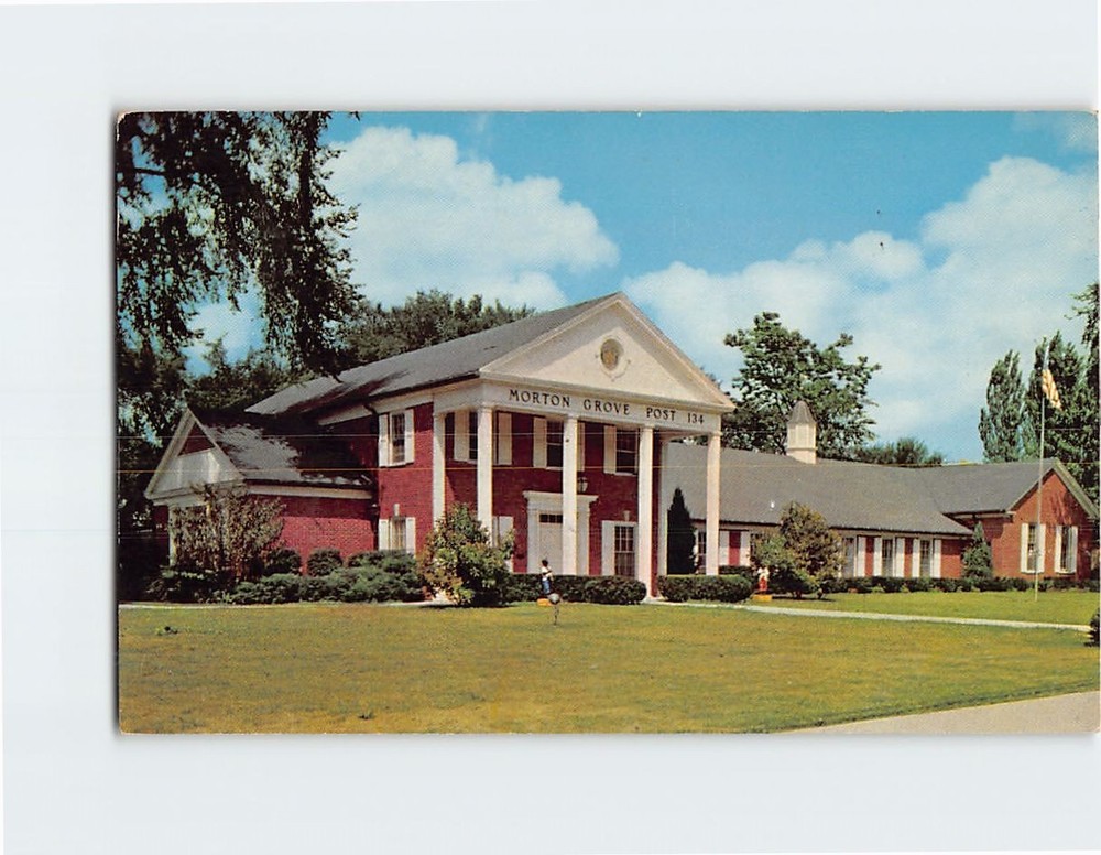 Postcard Memorial Hall American Legion Morton Grove Illinois USA