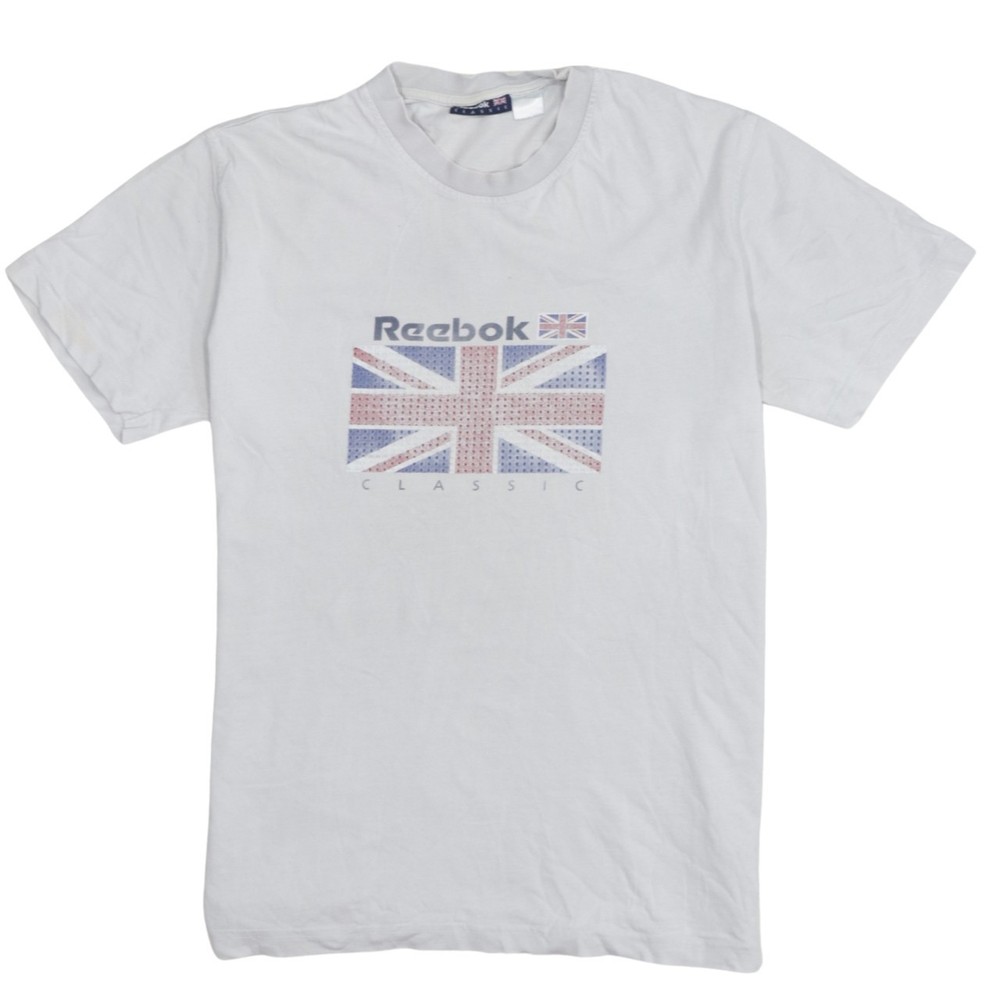 Reebok Mens T Shirt White Vintage Classics Union Jack Graphic Print Top S