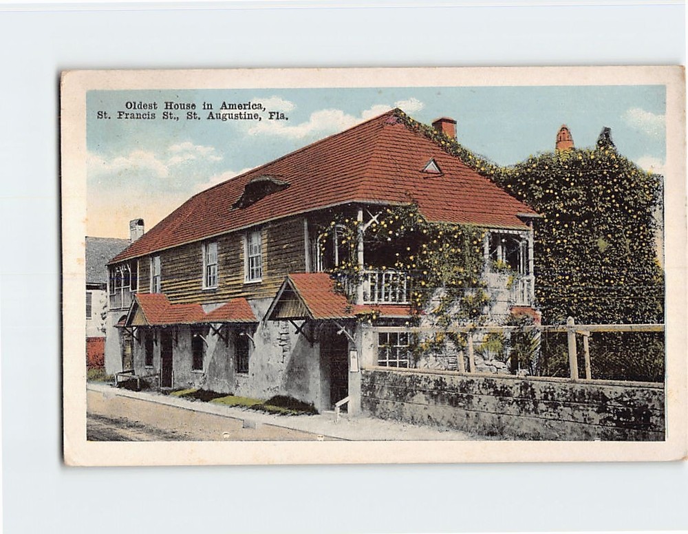 Postcard The Oldest House in America St. Francis Street St. Augustine Florida