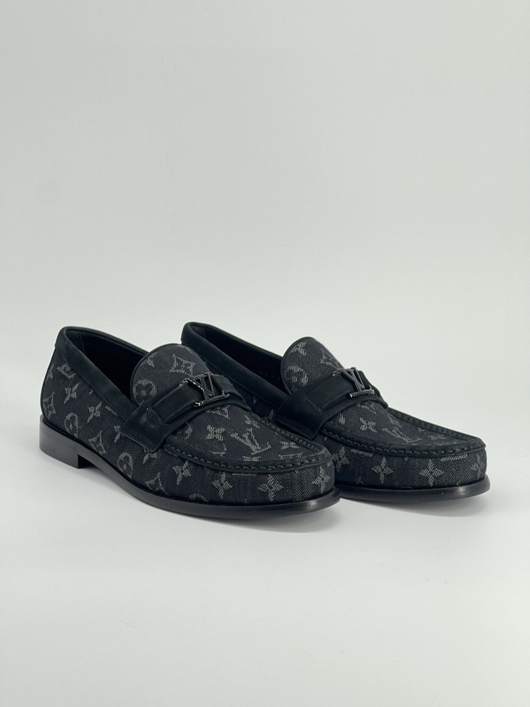 Louis Vuitton Major Loafers In Black Monogram Jacquard Fabric Men’s Shoes 6 1/2