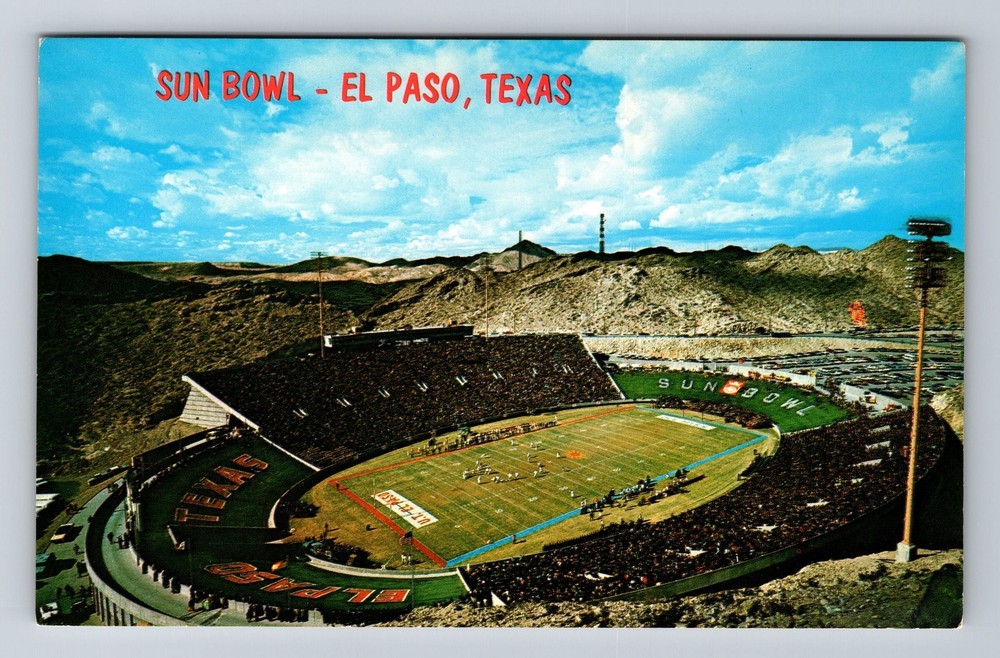 El Paso, TX-Texas, Sun Bowl Stadium, Collegiate Football, Vintage Postcard