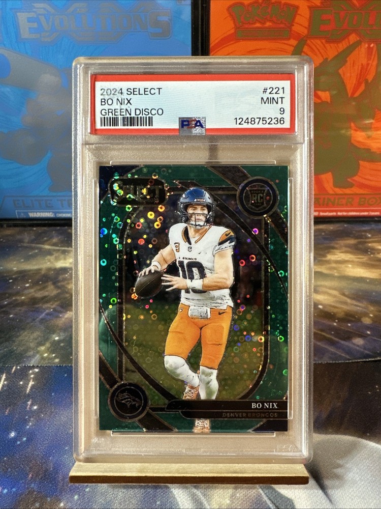 2024 Panini Select No. 221 Bo Nix Green Disco 4/5 PSA 9 Mint