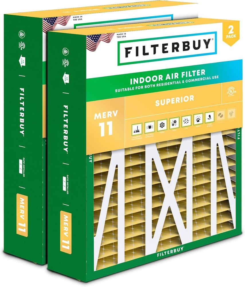 Filterbuy 20x23x5 Air Filter MERV 11 Allergen Defense (2-Pack)