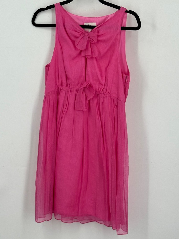 Milly of New York Pink Silk Tie Bow Bust Sleeveless A-Line Dress Women's Size 10