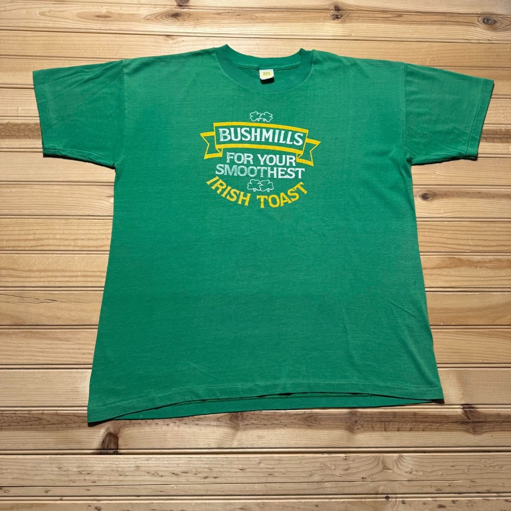 Vintage 80s Bushmills Irish Whiskey Toast Single Stitch Promo T-Shirt USA Large