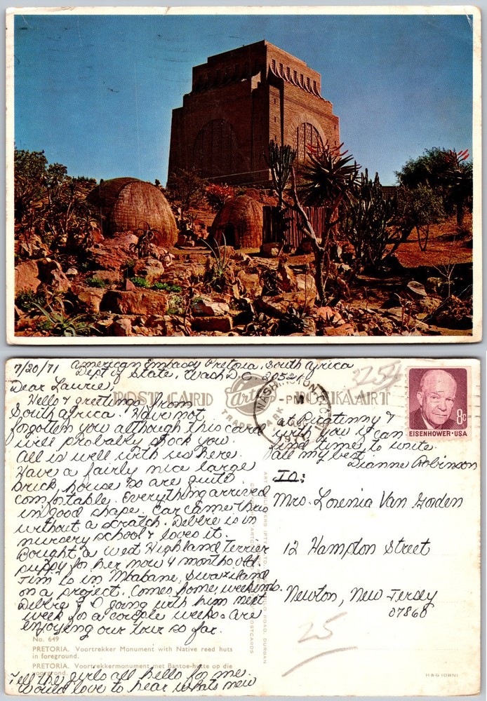 Continental Pretoria Voortrekker Monument Postcard