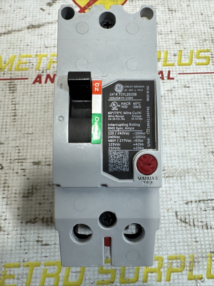 General Electric TEYL2020B Bolt-On Circuit Breaker 20A 480Y/277V 2P 1PH TEYL