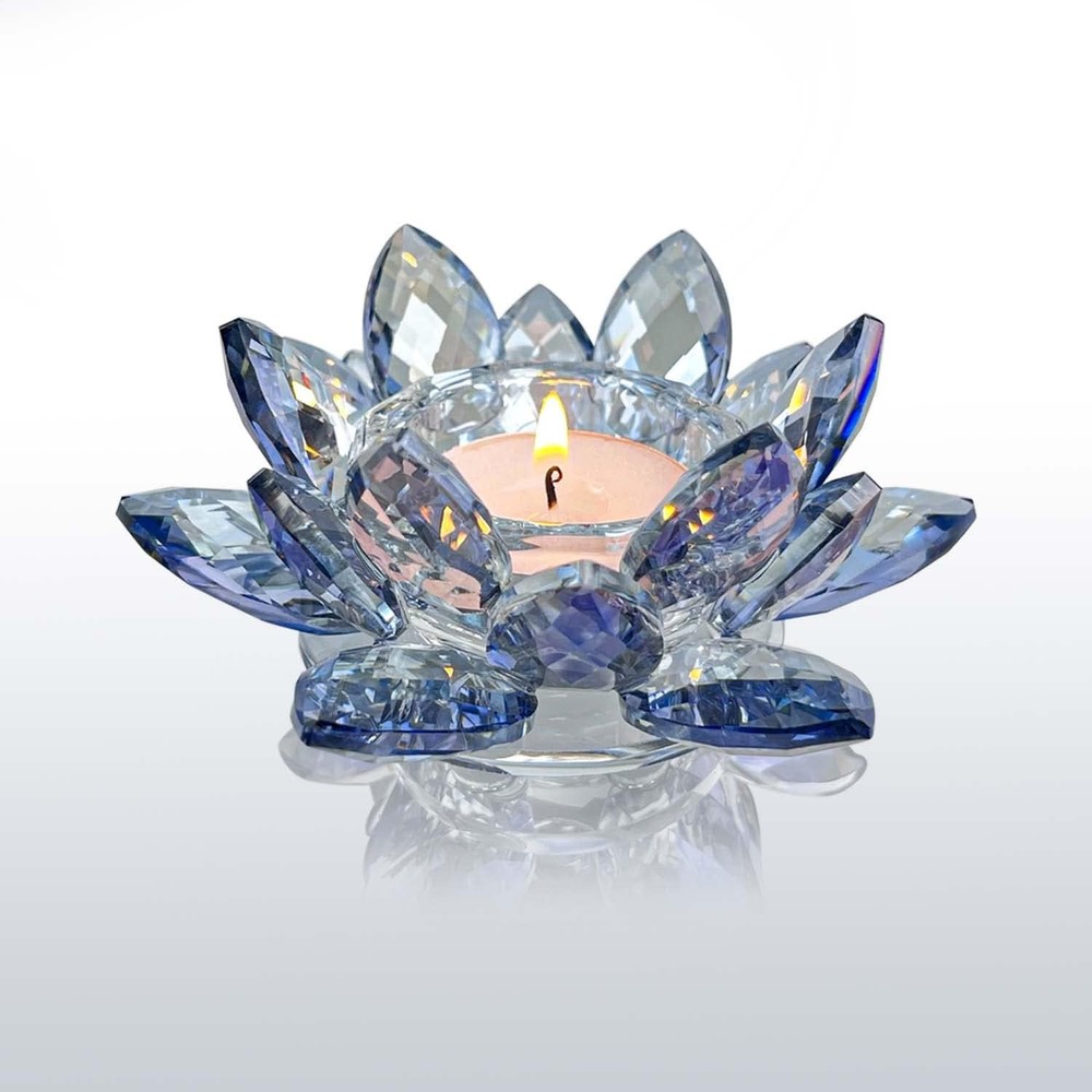 Crystal Lotus Flower Tealight Candle Holders/Glass Tea Light Candlestick Decor