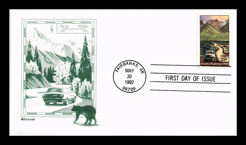 DR Jim Stamps US Alaska Highway 50th Anniversary FDC Klasic Cachet Cover  