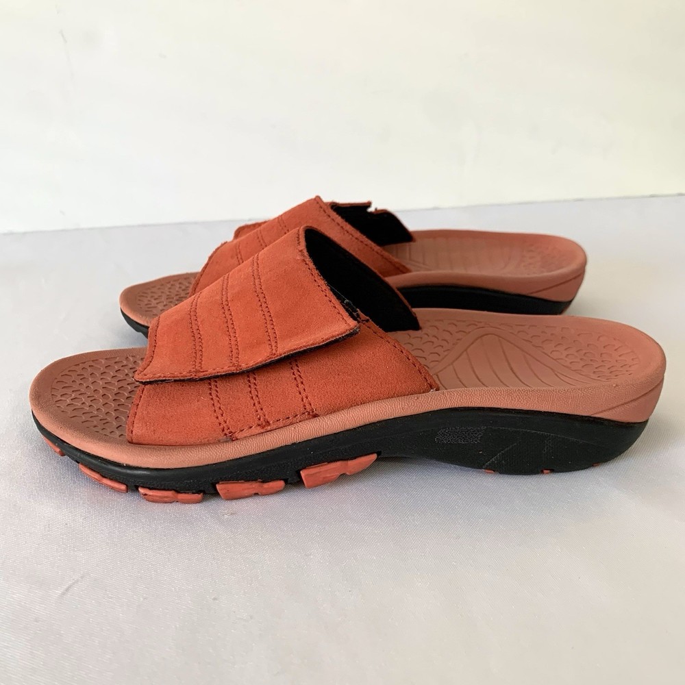 Women's Walk Smart Sport Slide Sandal Size 8 Salmon Pink Leather Hiking Travel Comfort