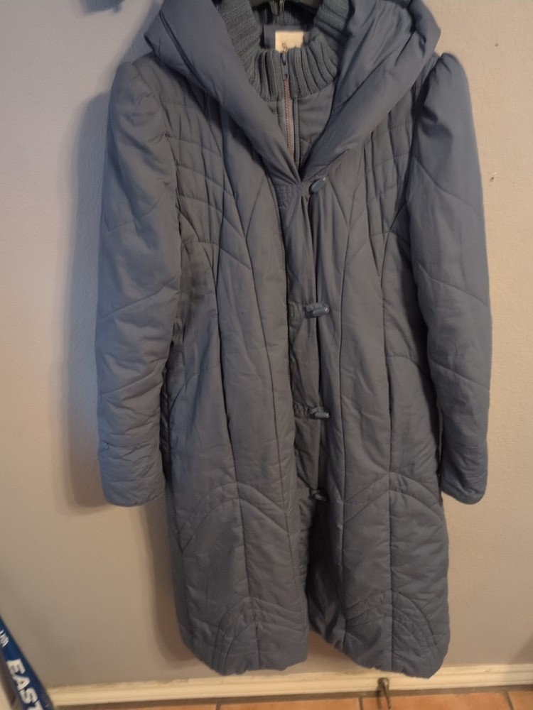 VTG Saxton Hall 80s Long Winter Coat Puffer Jacket Women Sz S Blue Retro