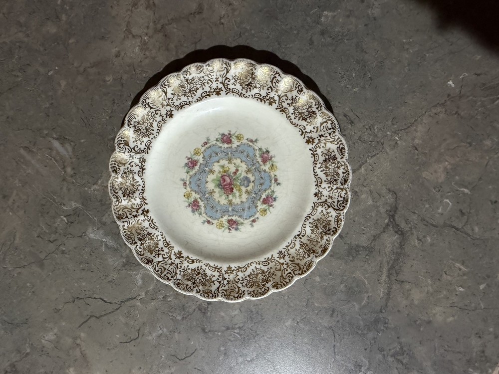 Vintage American Limoges 22K Lyric 9.75” Dinner Plate