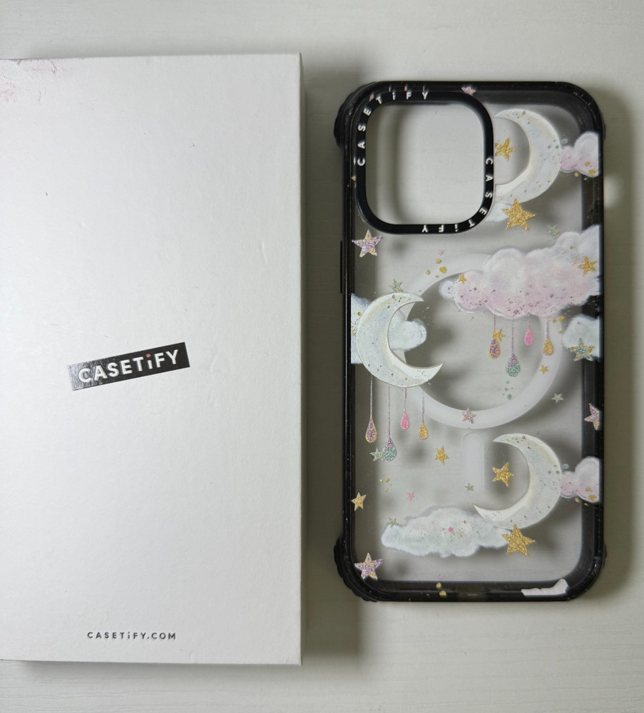 casetify iphone 14 pro max case magsafe-MOON AND STARS BLACK BUMPER