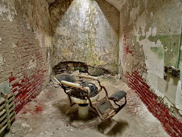 A dentist's chair at the Eastern State Penitentiary in Philadelphia,