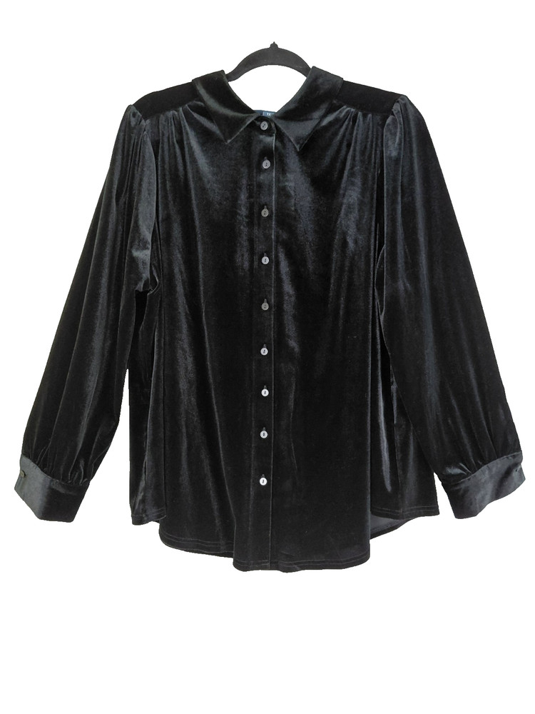Modcloth Black Velvet Top Womens 1X Holiday Party Gothic Gala Minimalist
