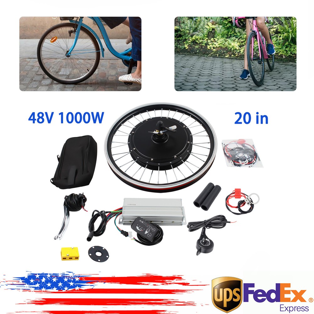48V 1000W Front Wheel E-Bike Conversion Kit for 20 in Bikes