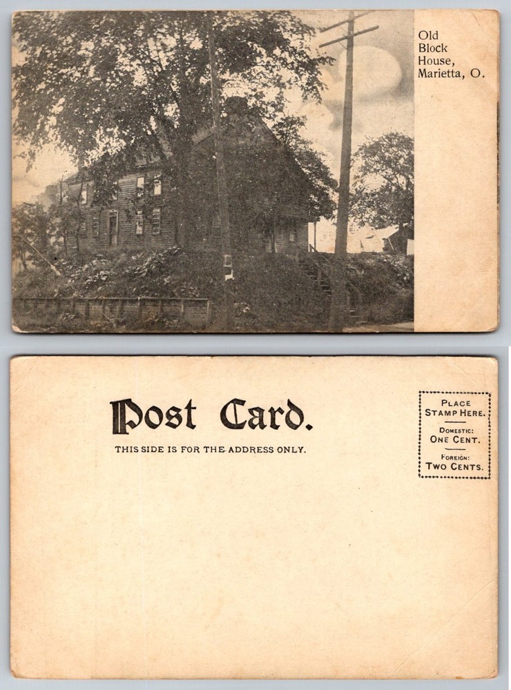 Marietta, O. Old Block House Real Photo Postcard Ohio RPPC Early 1900s
