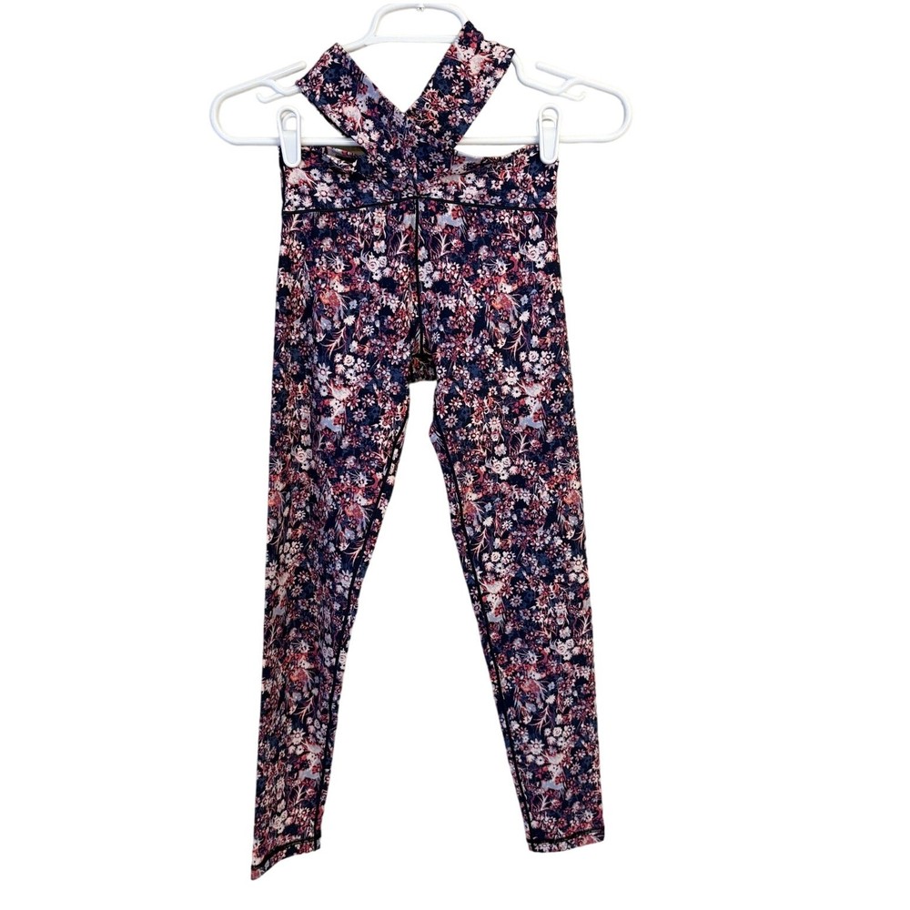 Aerie Offline Real Me Crossover Cutout High Rise 7/8 Leggings in Pink Floral Size Small