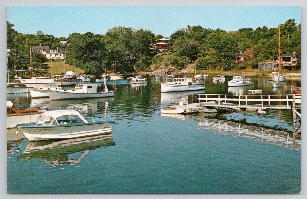 Perkins Cove Ogunquit Maine Vintage Postcard - Quiet Morning Boats Harbor