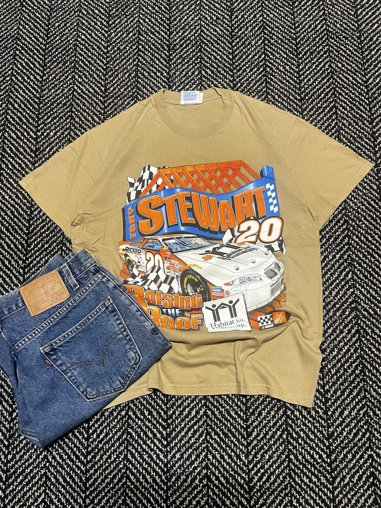 Vintage 90s Tony Stewart NASCAR T-Shirt Men’s Large Home Depot Pontiac 1999 Race