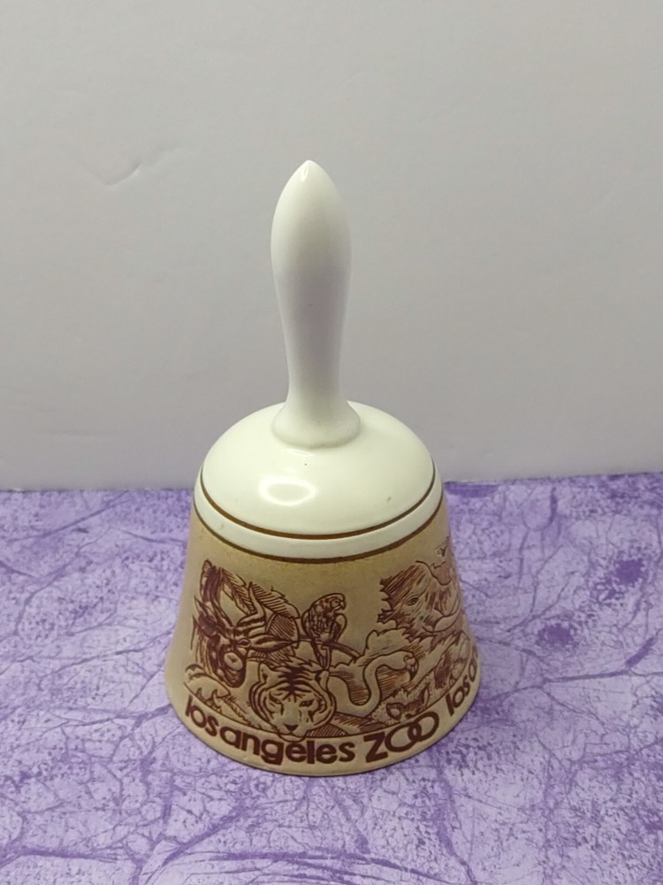 Los Angeles Zoo Collectors Porcelain Bell Creme Brown color By Karol Western