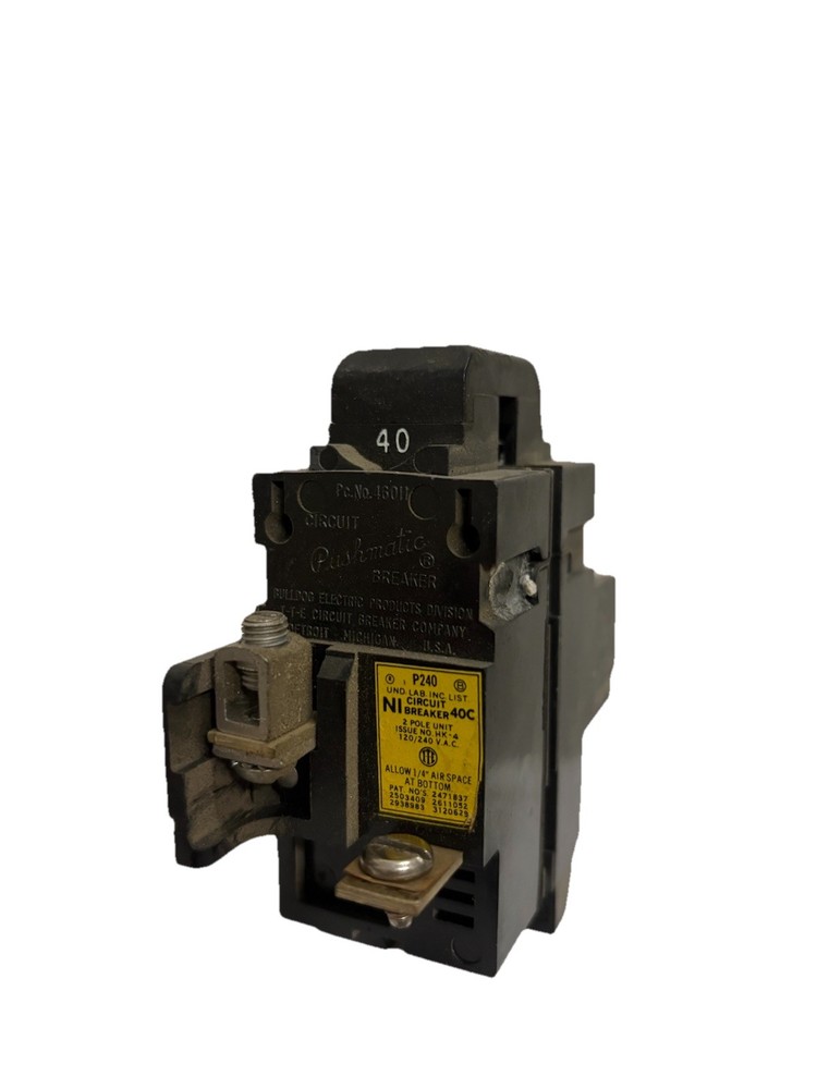 Pushmatic ITE Bulldog P240 Double 2 Pole 40 Amp Circuit Breaker - Tabs & Shield