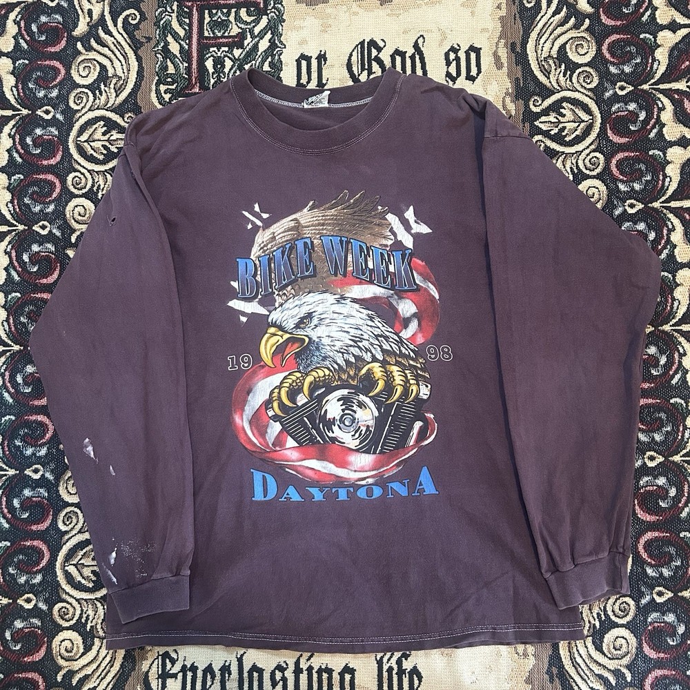 Vintage 1998 57th Annual Daytona Beach Bike Week Eagle Graphic Long SleeveSizeL