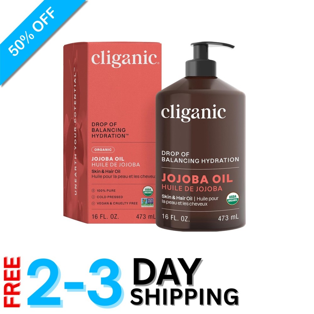 16oz Natural Jojoba Oil with Pump for Face Hair & Nails