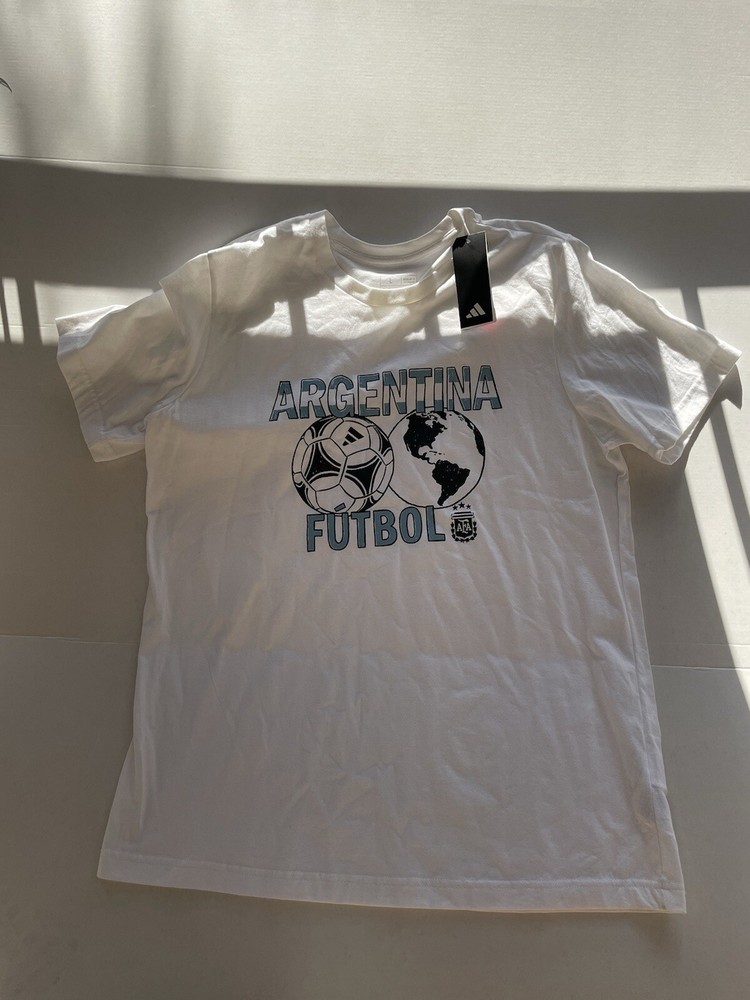 Adidas Argentina World Fútbol Men’s T-Shirt Short Sleeve White Size Large