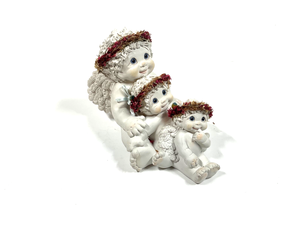 Vintage Dreamsicle Angels Figurine with Three Cherubs