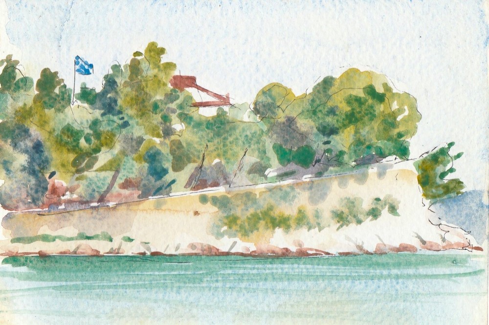 Greece landscape Original painting Postcard. Unposted, by John Charles Thompson