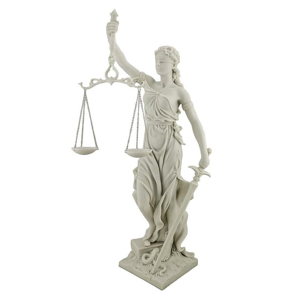 Lady Justice Statue 11.5 Inch Lawyer Judge Gift White Marble Resin Figurine
