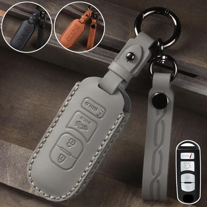 For Mazda M3 M6 MX5 CX-3 CX-4 CX-5 Axela Genuine Leather Car Key Fob Case Cover