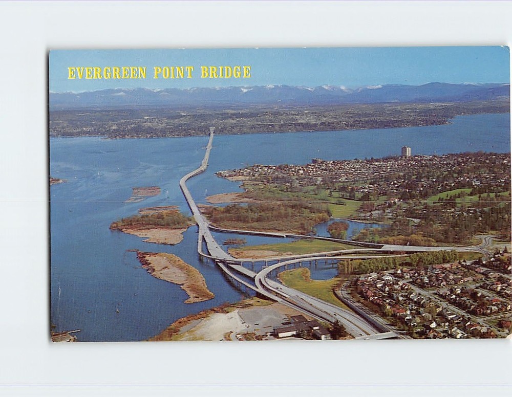 Postcard Aerial View Evergreen Point Bridge Washington USA