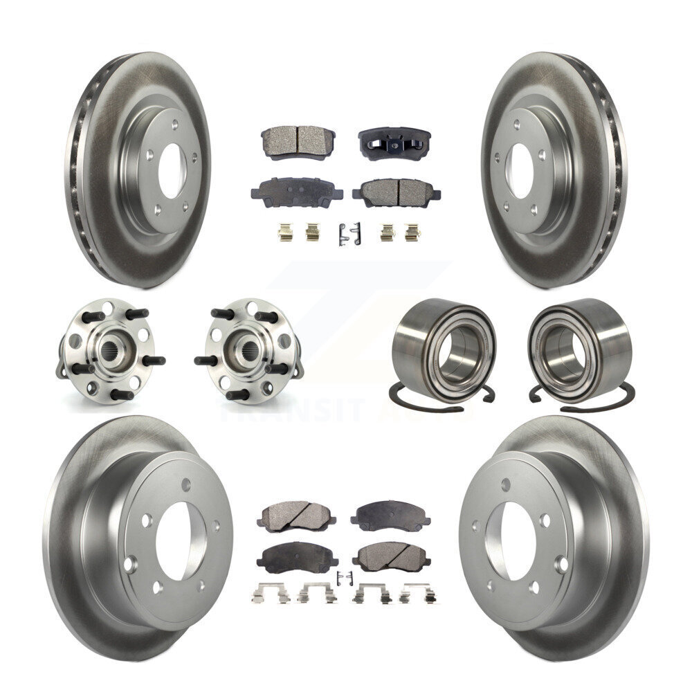 Front & Rear Hub Bearing Brake Rotor Pad Kit (10Pc) for Jeep Patriot Compass  