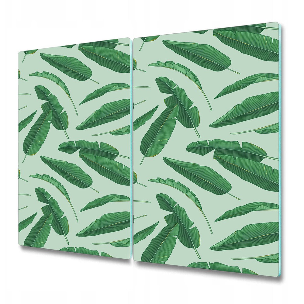 Glass Kitchen Chopping Serving Board Worktop Saver Banana leaves white 2x30x52