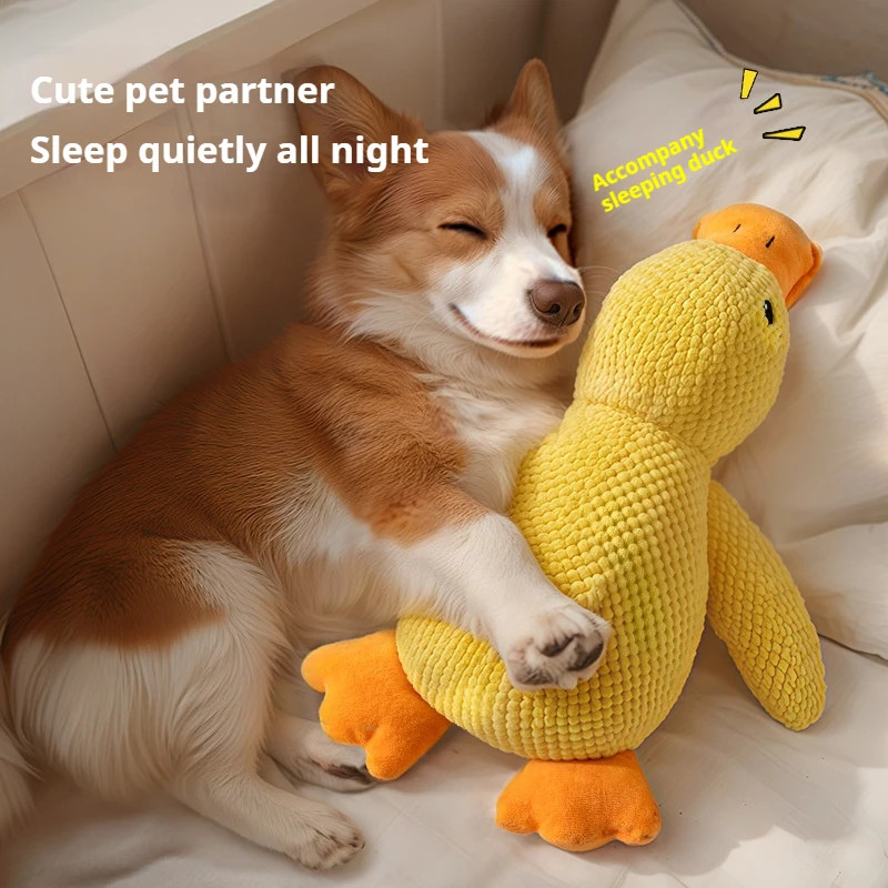 Pet Plush Toy Dog Calming Duck Stuffed Duck Toys Chew Toy Squeaky For Puppy Pet