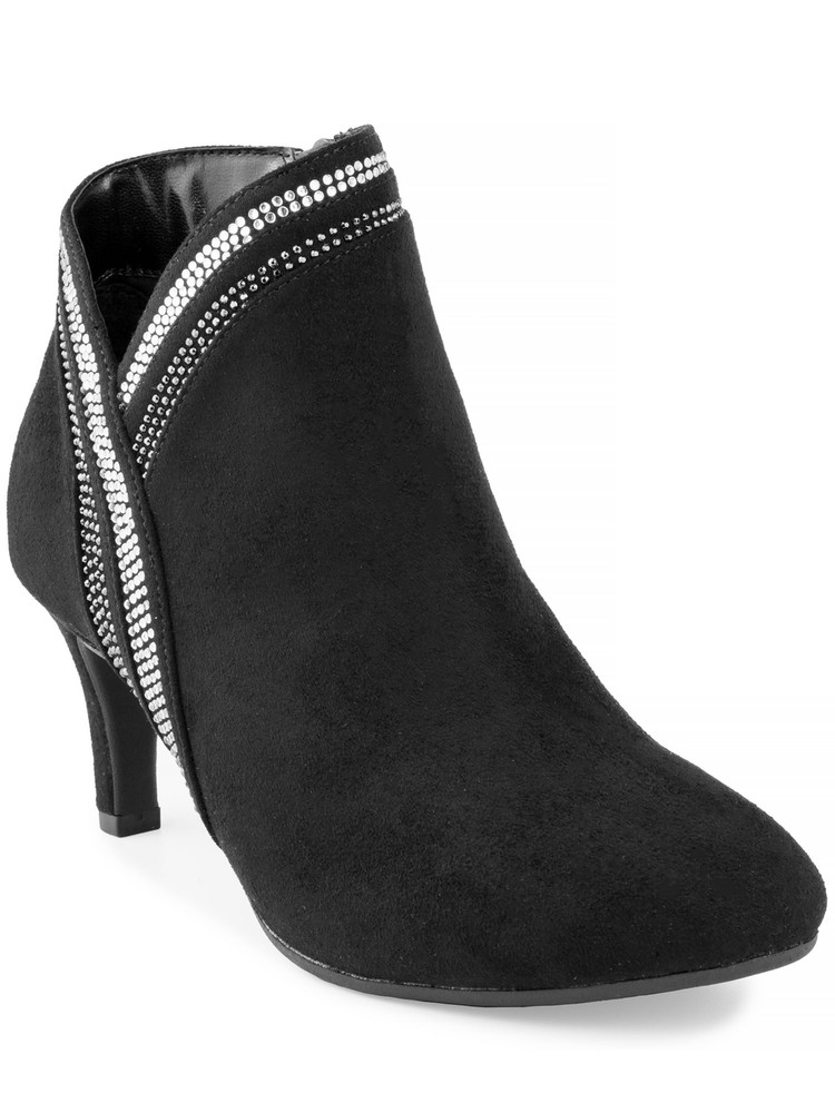 KAREN SCOTT Womens Black Rhinestone Trim Almond Toe Stiletto Booties 9.5 M