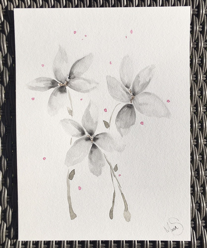 Maria Scalf Flower Floral Nature ORIGINAL PAINTING Watercolor 9x12 Expressionism