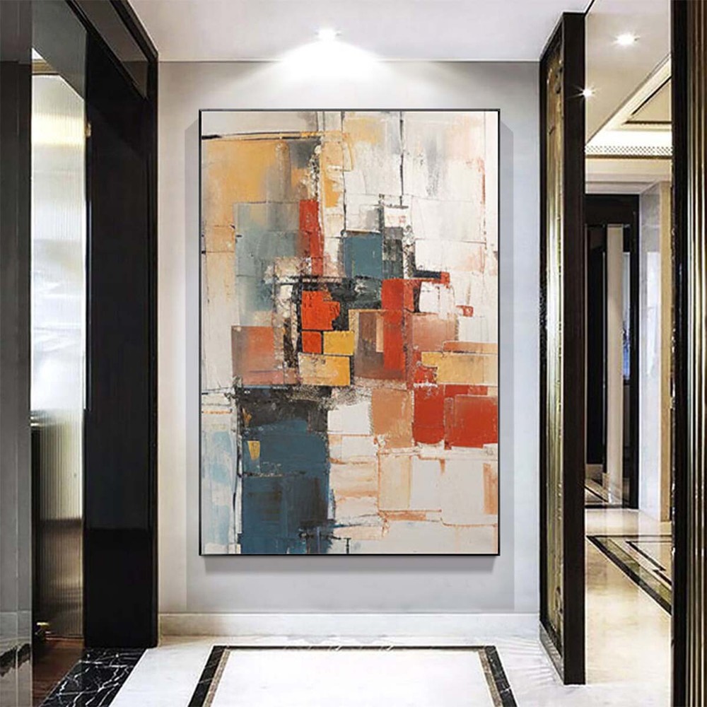 Handmade Oil Painting Abstract Art Oil On Canvas For Living Room Yellow Grey