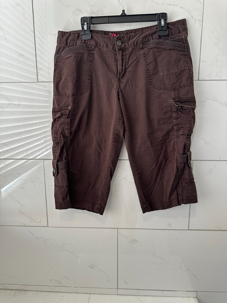 High Sierra Women’s Cargo Bermuda Shorts Size 14 Brown Stretch Cotton Pockets