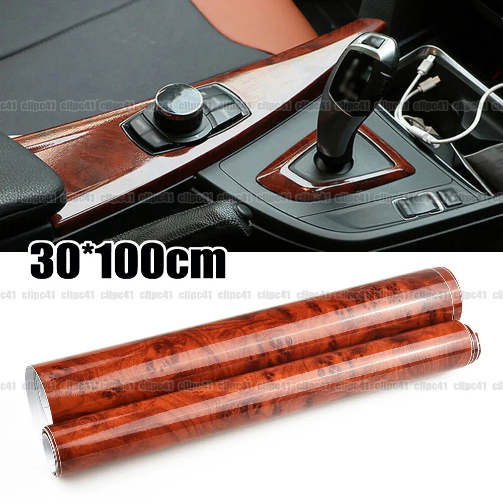 Glossy Walnut Wood Grain Vinyl Wrap Self Adhesive Film for Cars