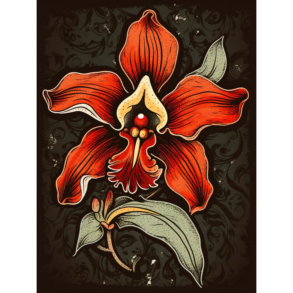 Old School USA Tattoo Red Orchid Rockabilly 50s Huge Wall Art Poster Print Giant